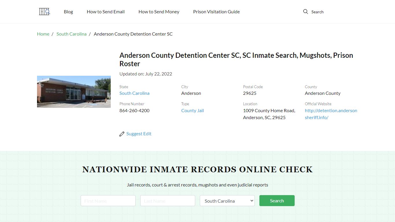 Anderson County Detention Center SC, SC Inmate Search ...